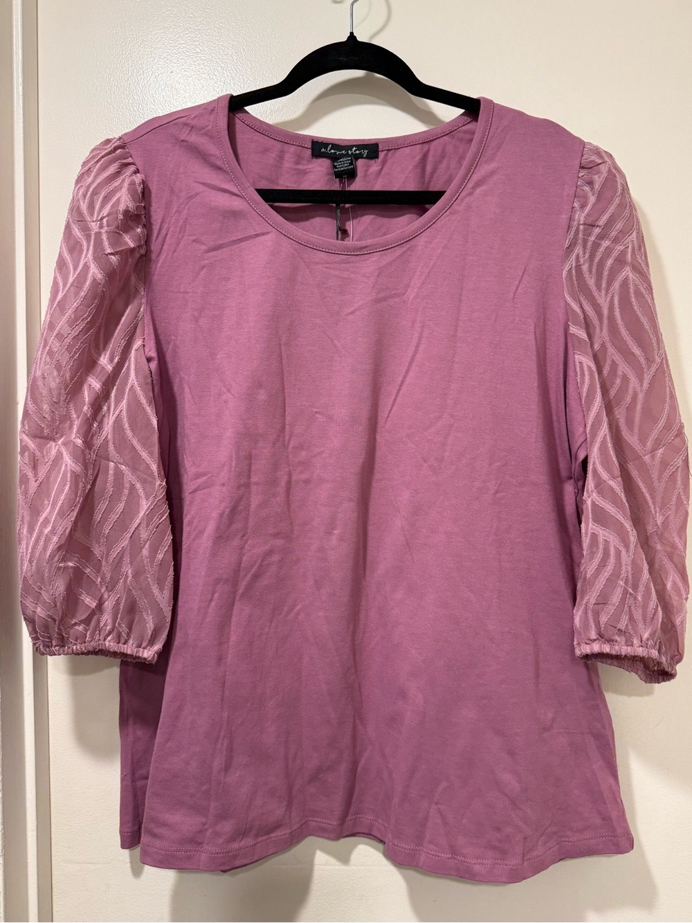 A love story Mauve Puff-Sleeve Long Sleeve Knit Top